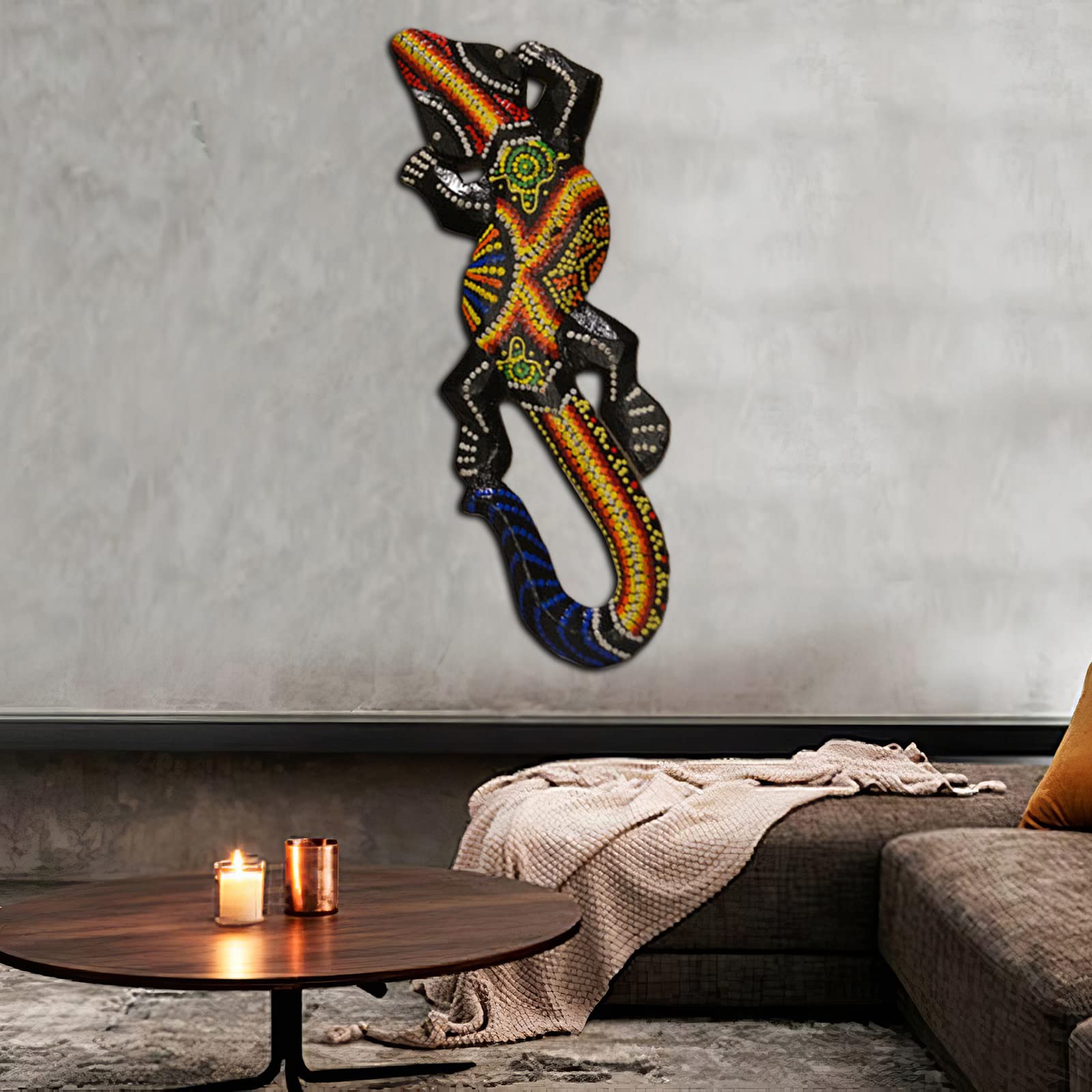 Amazon | Fenteer 色のoリザード彫刻手工芸品壁掛けアート木彫りティブ